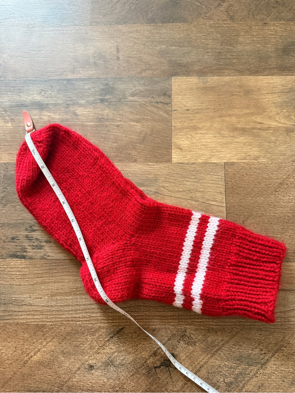 Red Women's Slipper Socks with White Stripe Accent